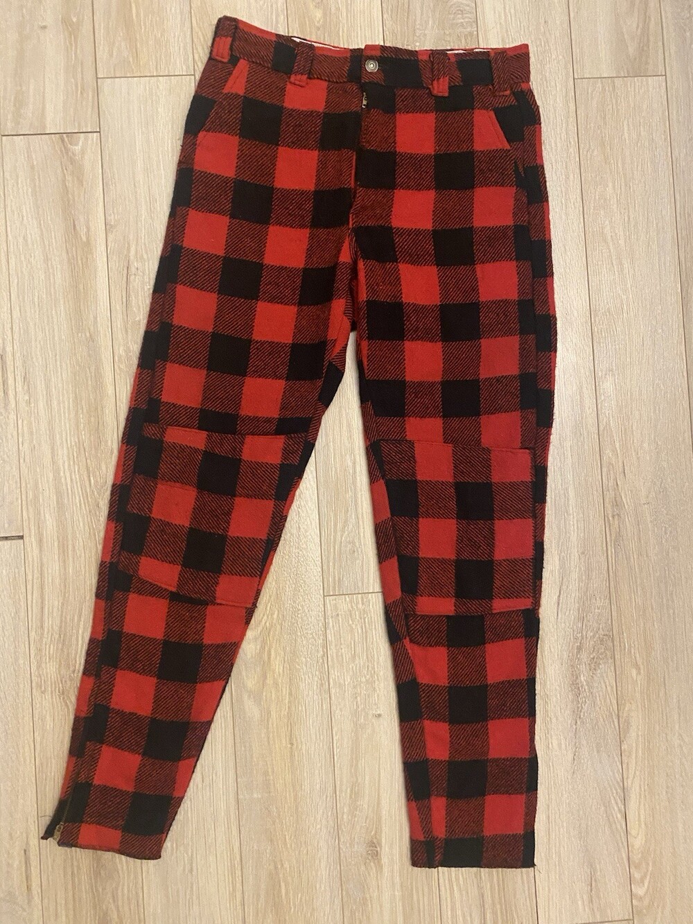 Vintage CODET Wool Pants Men's Size 32 Red Buffalo Plaid Flannel Lined Hunting